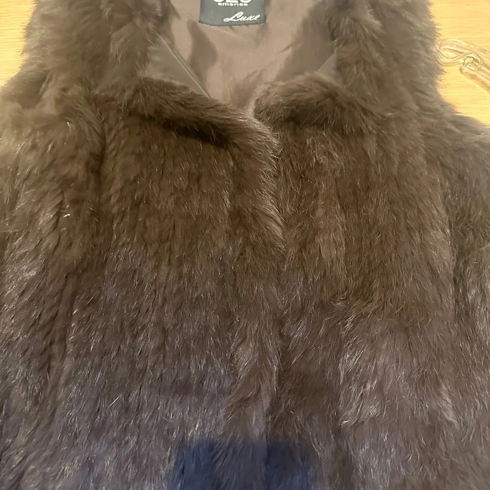 525 America Revolve Women’s Natural Rabbit Fur Brown Vest Small - Picture 9 of 13
